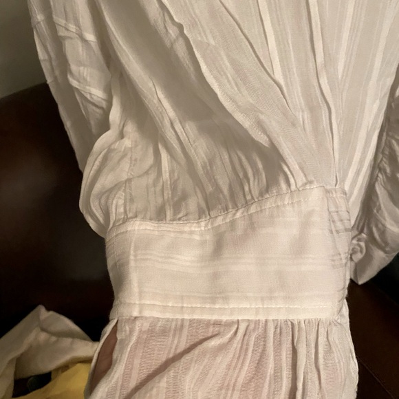 Isabel Marant Etoile Oak Viscose Blouson-Sleeve Blouse with Buttons White Sz 36 - Picture 3 of 3